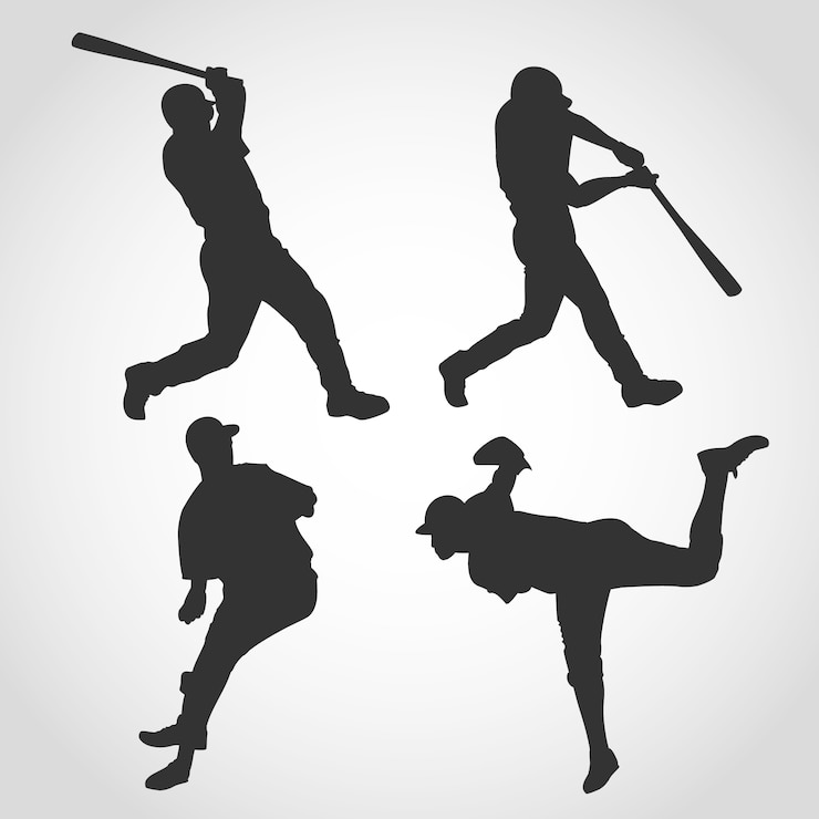 Vettore silhouette di giocatore di baseball