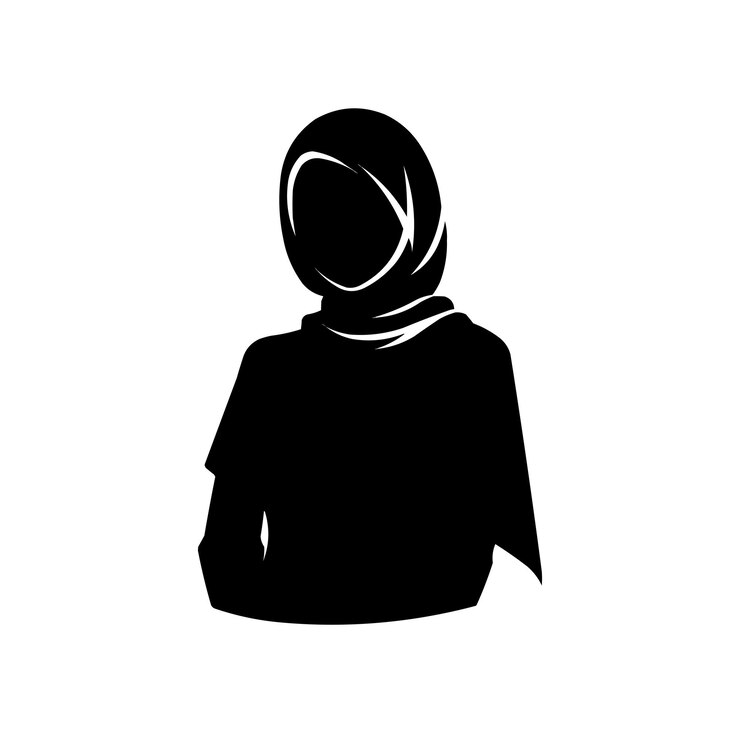 Vettore silhouette di illustrazione vettoriale dell'icona musulmana hijab