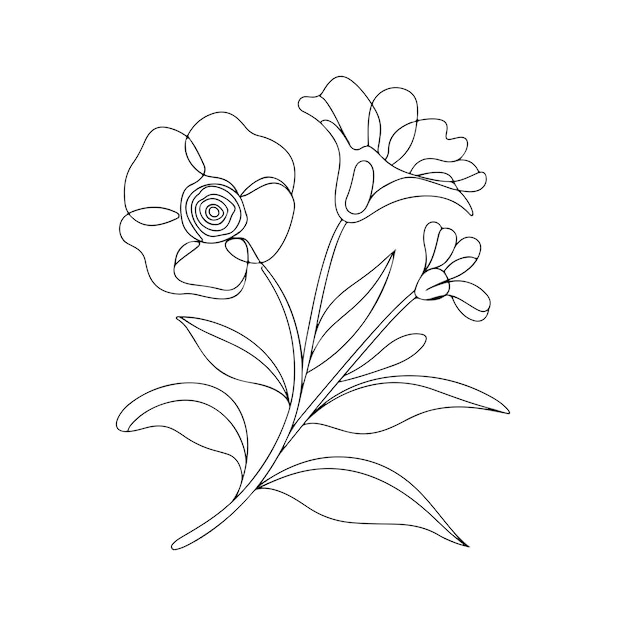 Silhouette di linea florale