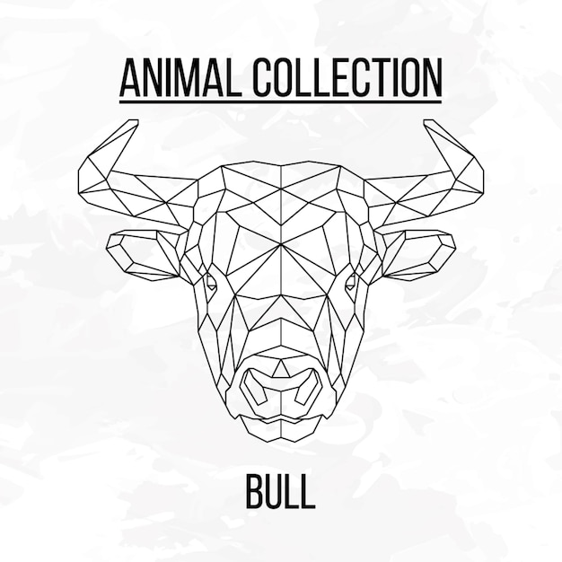 Silhouette di linee geometriche di bufalo bufalo mucca isolata su sfondo bianco set vintage