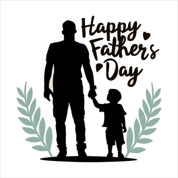 silhouette di padre e un bambino che si tengono per mano e le parole felice giorno dei padri