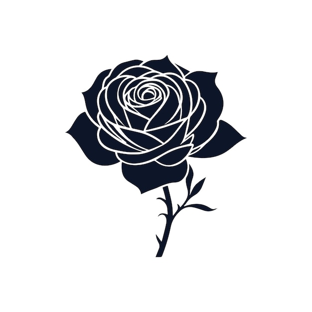 Silhouette di rosa disegnata a mano