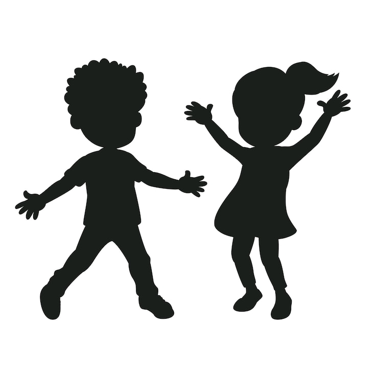 Vettore silhouette di un bambino che gioca