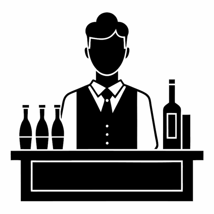 Vettore silhouette di un barista elegante