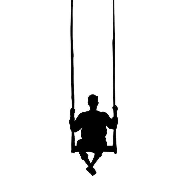 Vettore silhouette di un bel ragazzo che oscilla