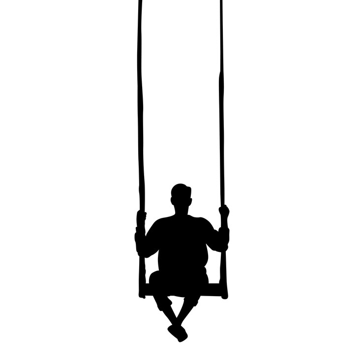 Vettore silhouette di un bel ragazzo che oscilla