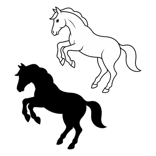 silhouette di un cavallo su bianco