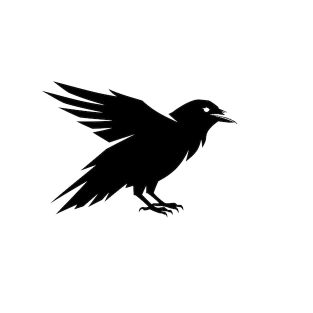 Silhouette di un corvo in volo