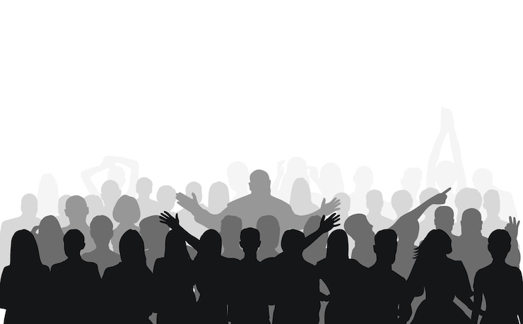 Vettore silhouette di un gruppo di persone di un team aziendale