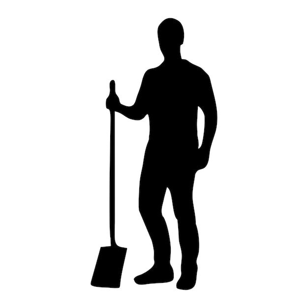 Silhouette di un uomo che tiene una pala