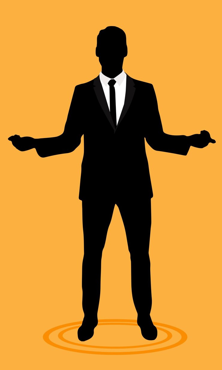 Silhouette di un uomo in tuxedo