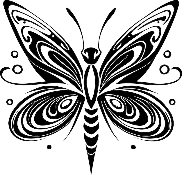 Silhouette di una farfalla vettore nero isolato su sfondo bianco simbolo modello tatuaggio logo