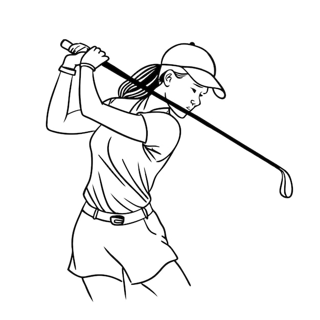 Silhouette di una giocatrice di golf in azione