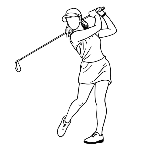 Silhouette di una giocatrice di golf in azione