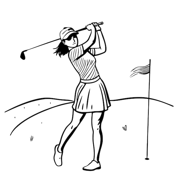 Silhouette di una giocatrice di golf in azione