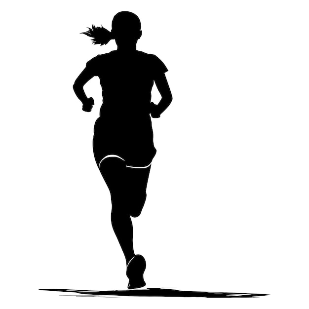 Silhouette donna che corre per lo sport solo colore nero