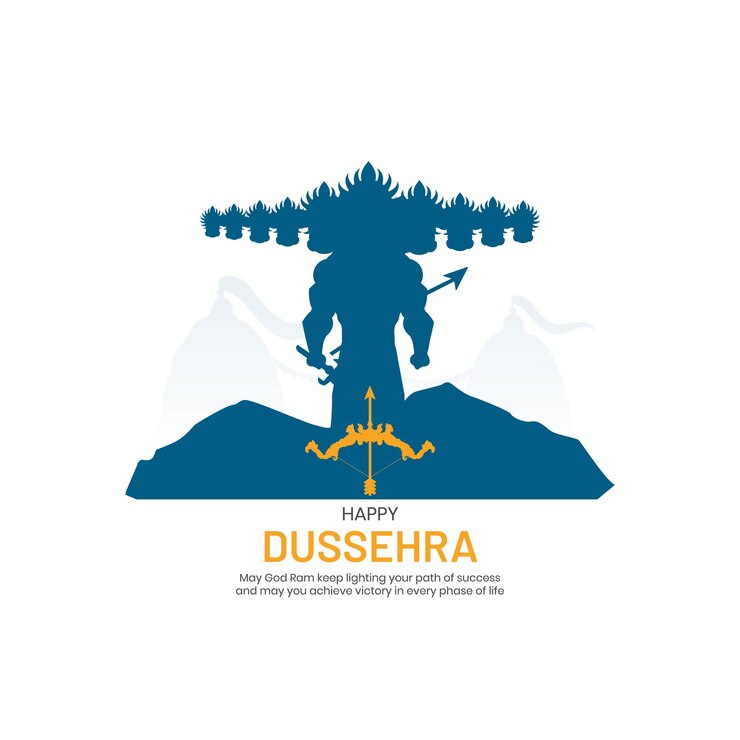 Vettore silhouette illustrazione vettoriale del concept design evil ravana su happy dussehra