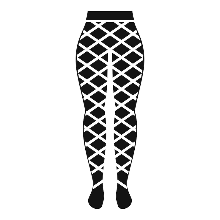 Vettore silhouette nera di collant da donna con disegno a rombo