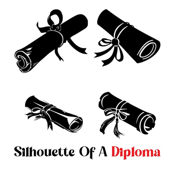 Vettore silhouette nera di un diploma