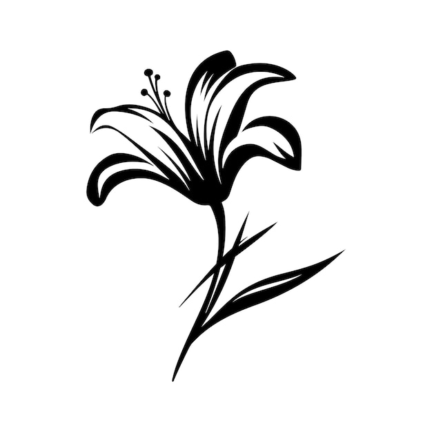 Silhouette nera di un semplice vettore in stile minimale Lily