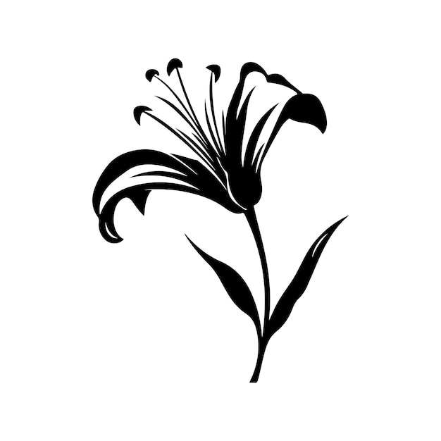 Silhouette nera di un semplice vettore in stile minimale Lily