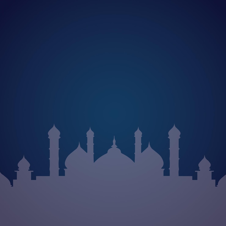 Vettore silhouette notturna della moschea