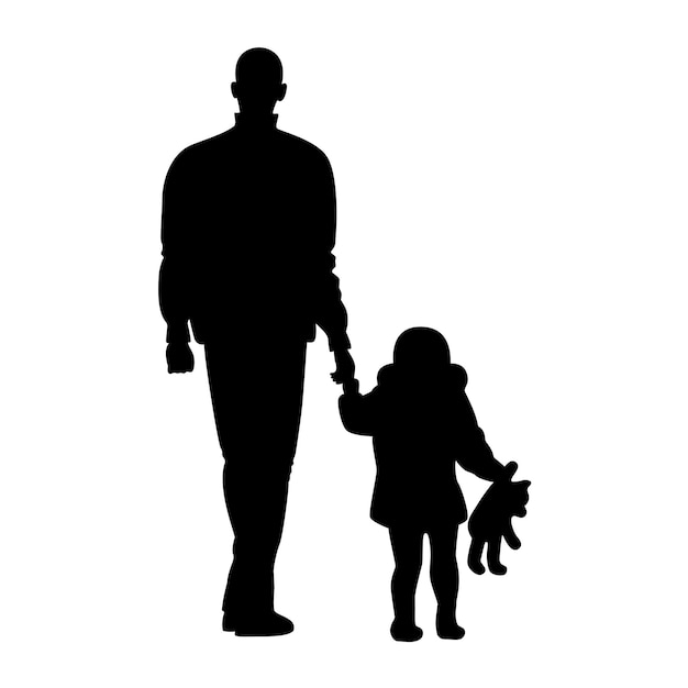 Silhouette papà con figlia a piedi illustrazione vettoriale