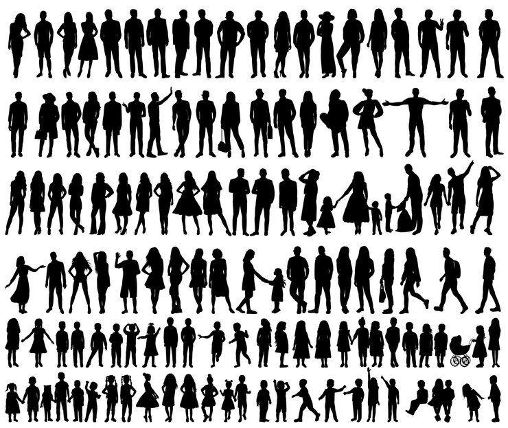 Vettore silhouette persone e bambini impostare vettore isolato