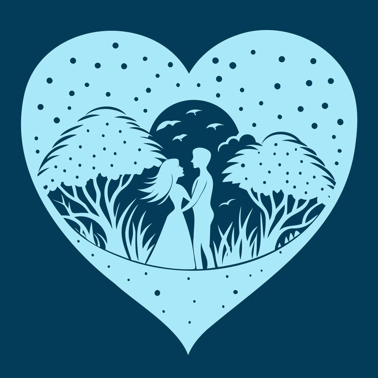Silhouette romantica a forma di cuore