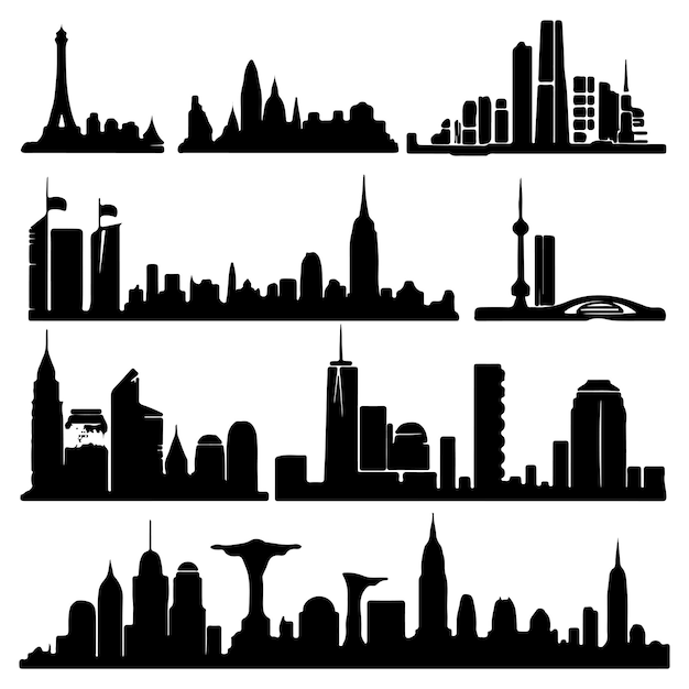 silhouette Settore vettoriale di una skyline cittadina