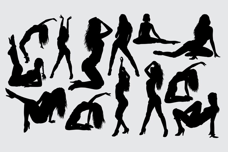 Silhouette sexy azione femminile