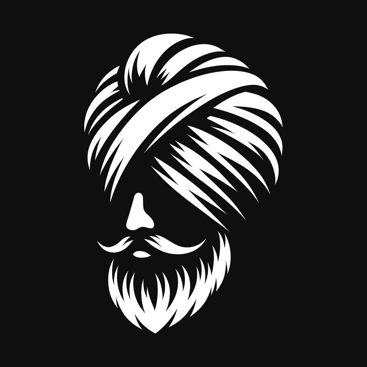 Vettore silhouette stilizzata di un uomo con turbante e barba che rappresenta il patrimonio culturale in modo minimalista