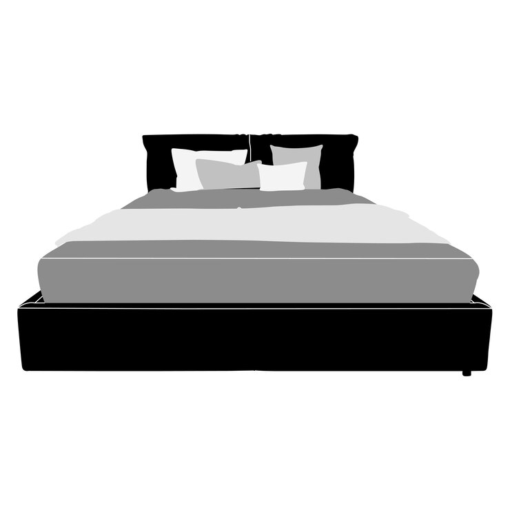 Vettore silhouette un bel disegno di letto