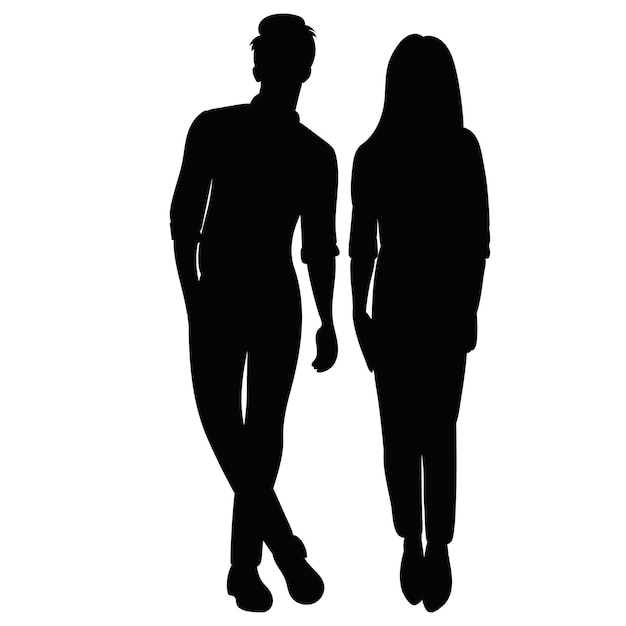Silhouette uomo e donna su sfondo bianco vettore isolato