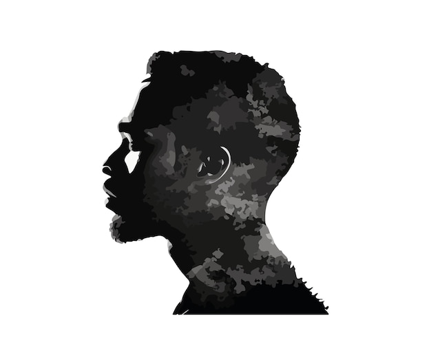 Silhouette uomo nero, stampa, illustratore, vettore