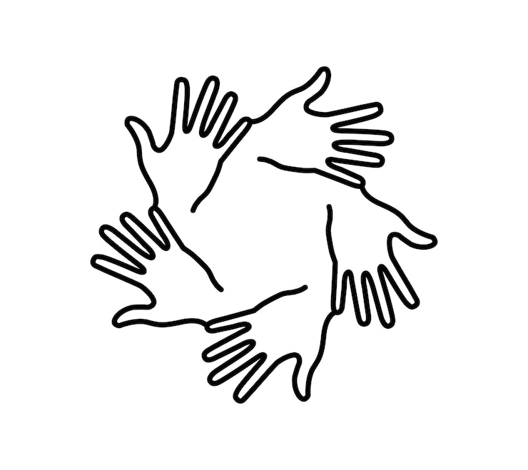 Vettore silhouette vettoriale della mano del palmo umano corsa modificabile della serie di icone di beneficenza