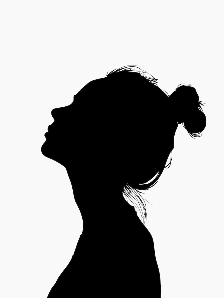 Vettore silhouette vettoriale della testa di una donna su uno sfondo bianco