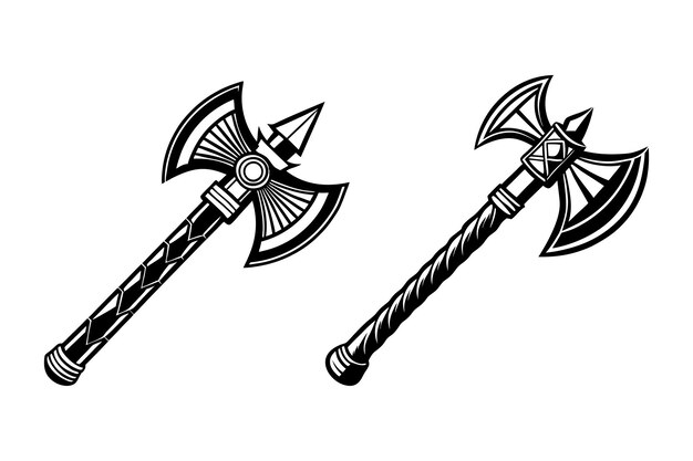 Silhouette vettoriale di ascia Tomahawk su sfondo bianco