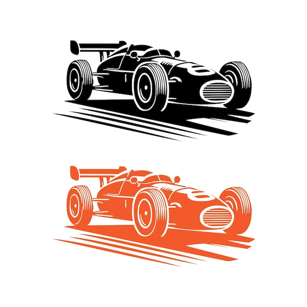 silhouette vettoriale di auto da corsa di formula logo isolato su sfondo bianco