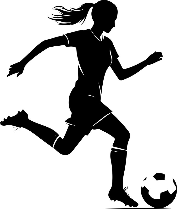 Silhouette vettoriale di una calciatrice