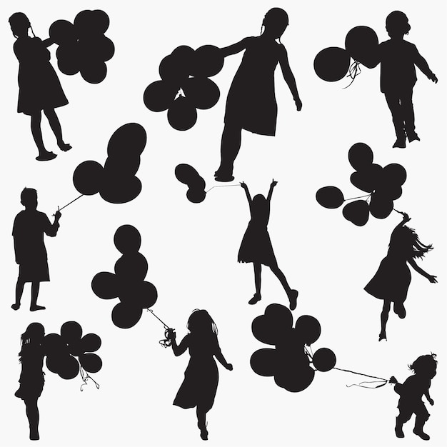 Silhouettes palloncini di partecipazioni di bambini