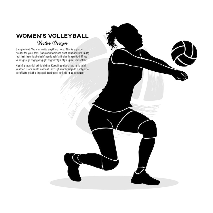 Vettore siluetta del giocatore di pallavolo della ragazza che passa la palla isolata su fondo bianco