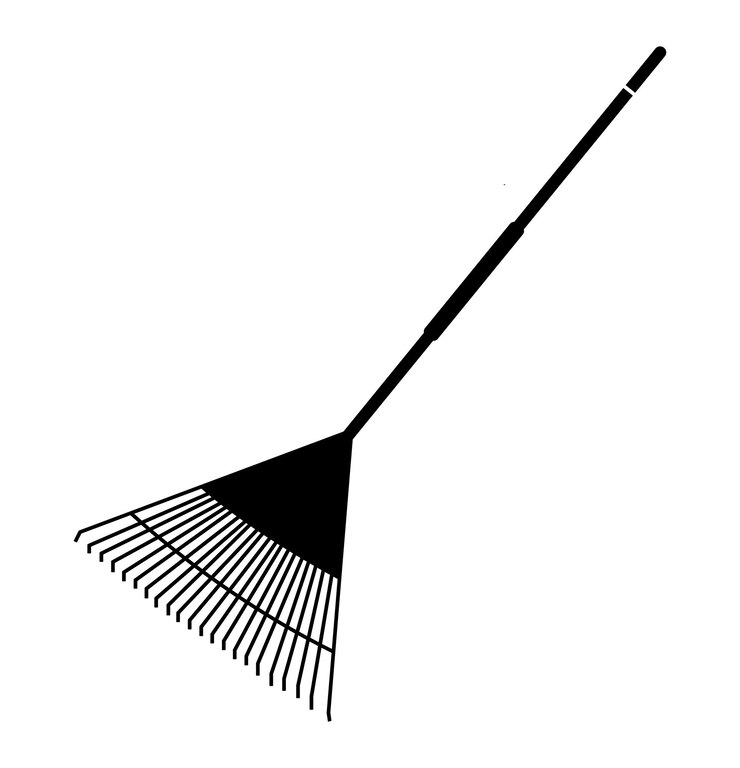 Vettore siluetta del rastrello della foglia, illustrazione dello strumento della scopa del giardino