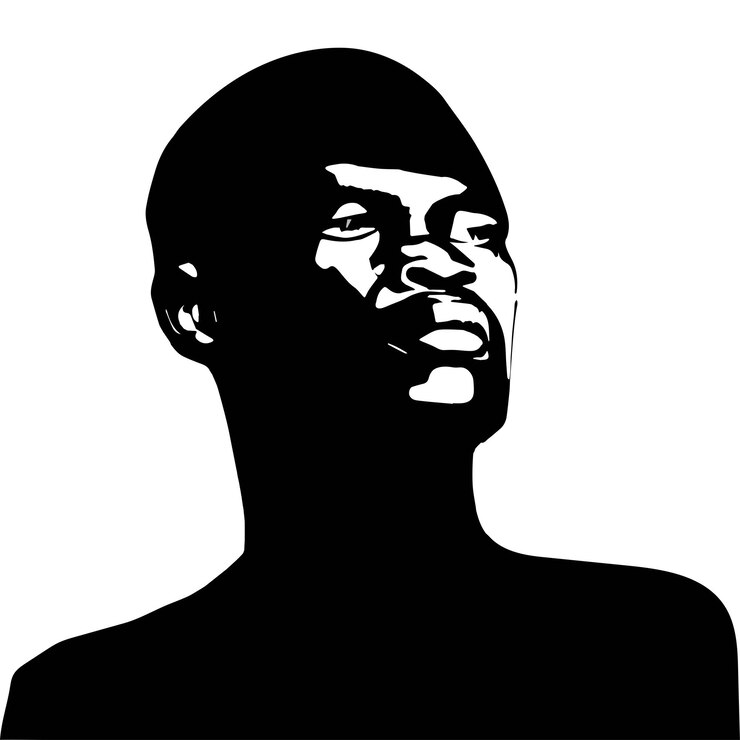 Siluetta del ritratto dell'uomo africano Mese della storia nera