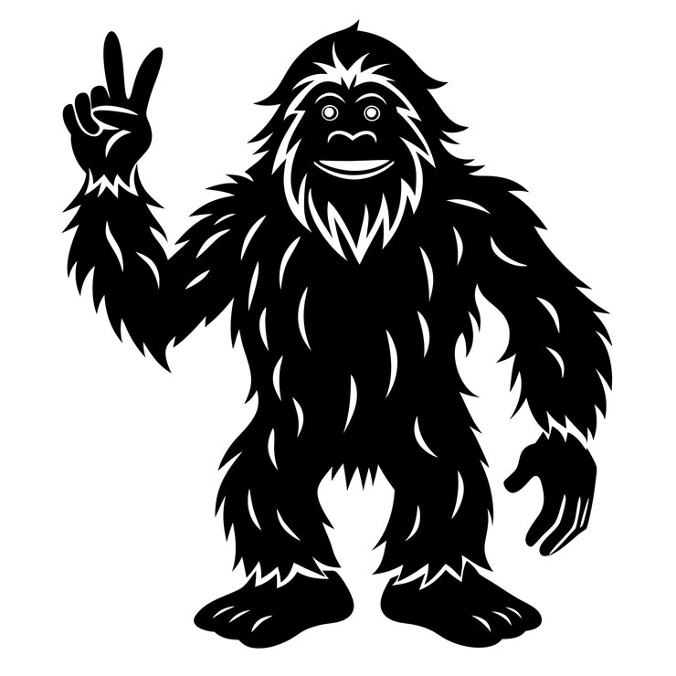 Vettore siluetta del segno della pace sasquatch