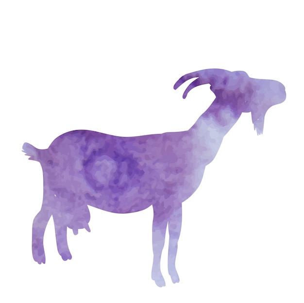 Siluetta dell'acquerello di una capra