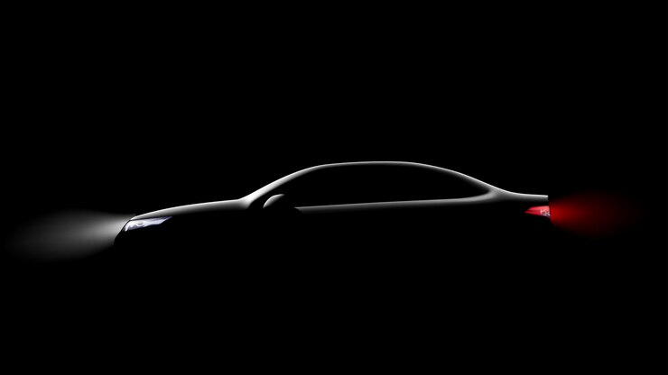 Vettore siluetta dell'automobile sul nero