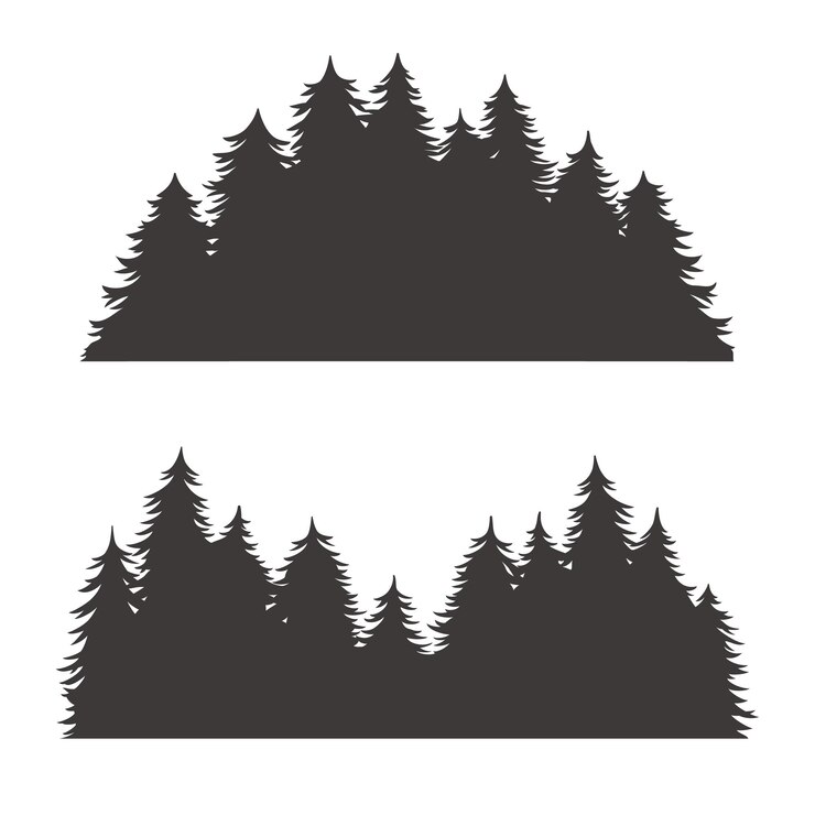 Vettore siluetta della foresta per il tema della natura dell'emblema e del logo