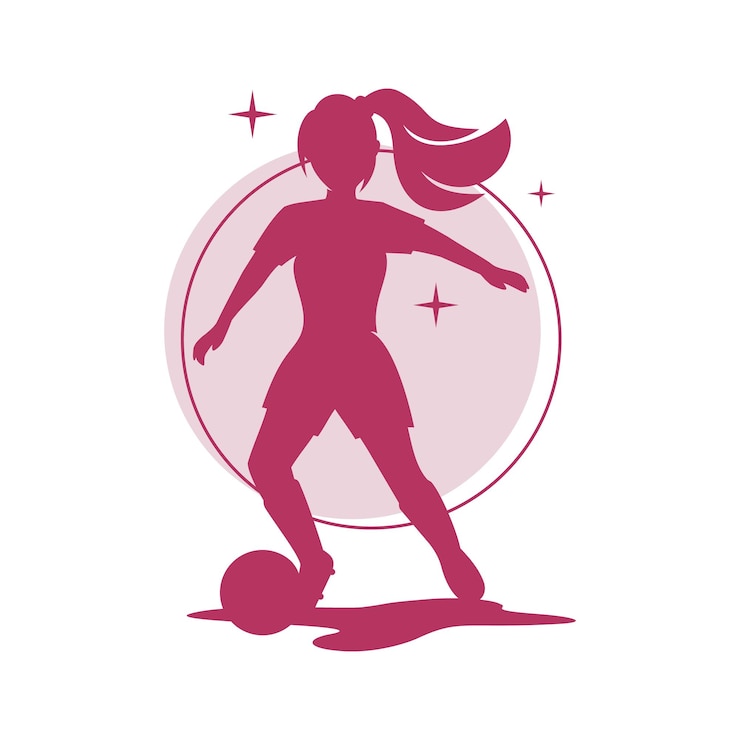 Vettore siluetta di calcio della giovane donna