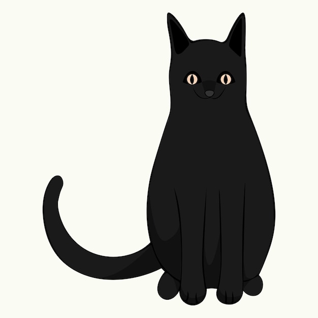 Siluetta disegnata a mano di un'illustrazione di vettore del gatto nero